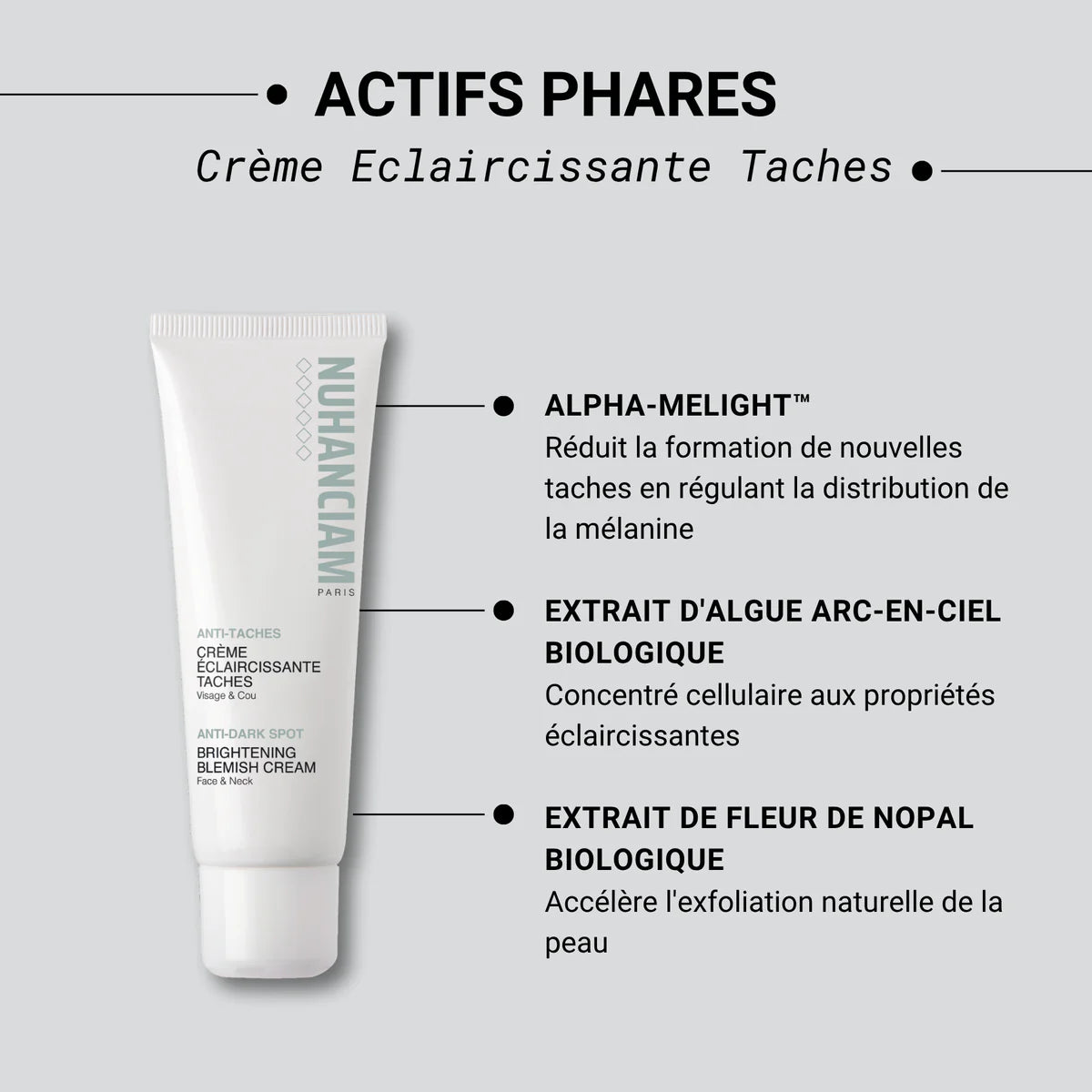 Nuhanciam Crème Éclaircissante Taches - Visage et Cou - Tous Types de Peaux, 50ml