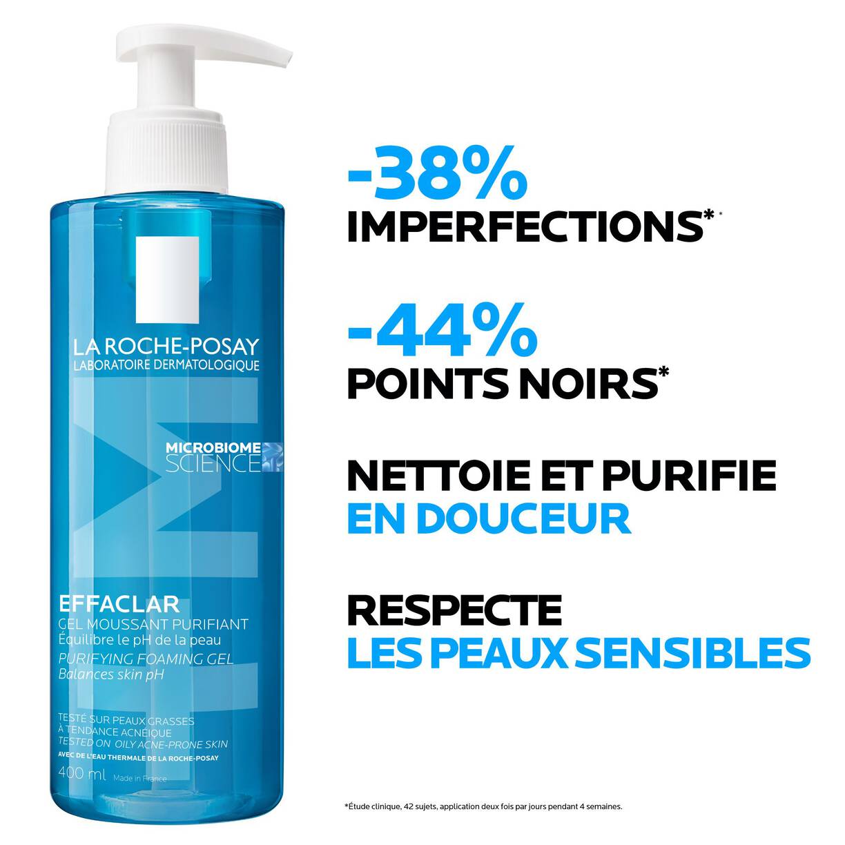 LA ROCHE-POSAY Effaclar Gel Moussant Purifiant Nettoyant Peau Grasse 400ML