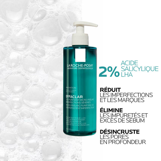 LA ROCHE-POSAY Gel Purifiant MicroPeeling Imperfections Sévères - Visage, buste, épaule & dos, 400ml