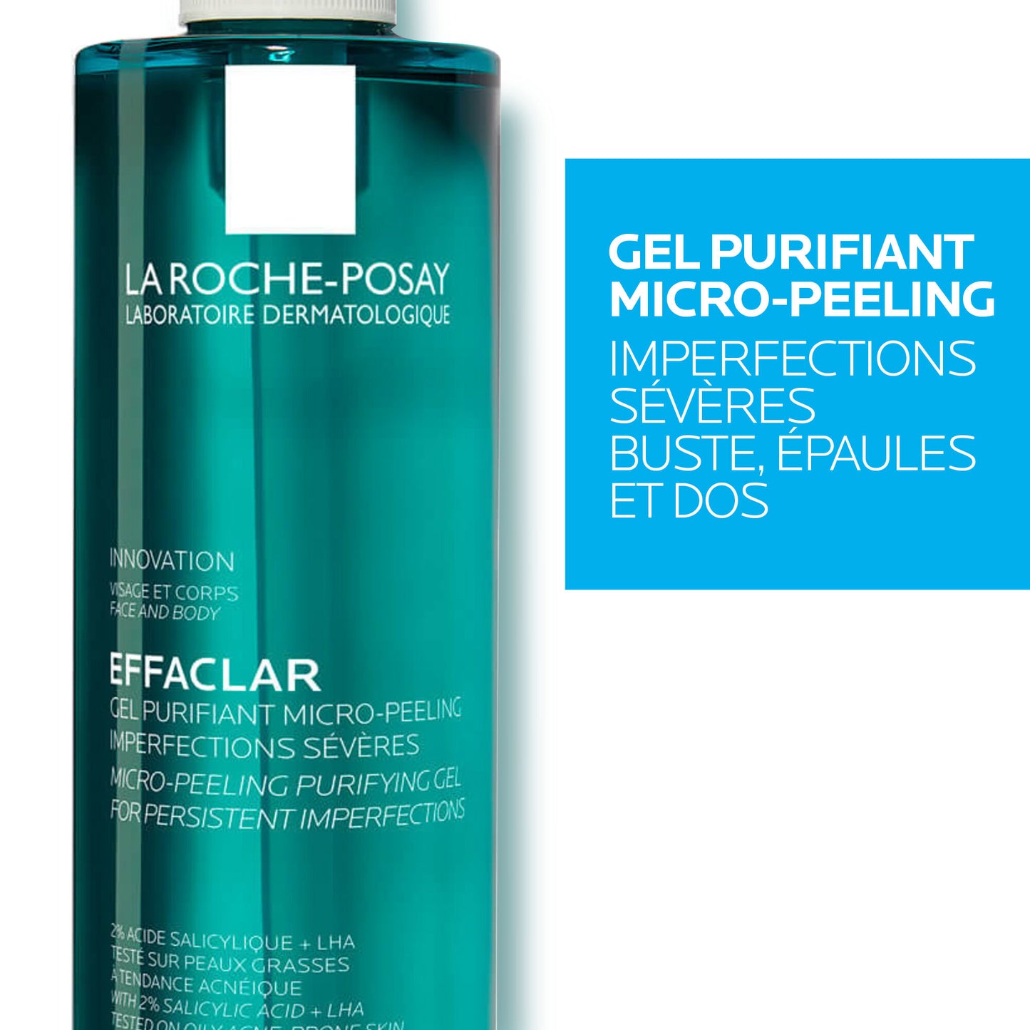LA ROCHE-POSAY Gel Purifiant MicroPeeling Imperfections Sévères - Visage, buste, épaule & dos, 400ml