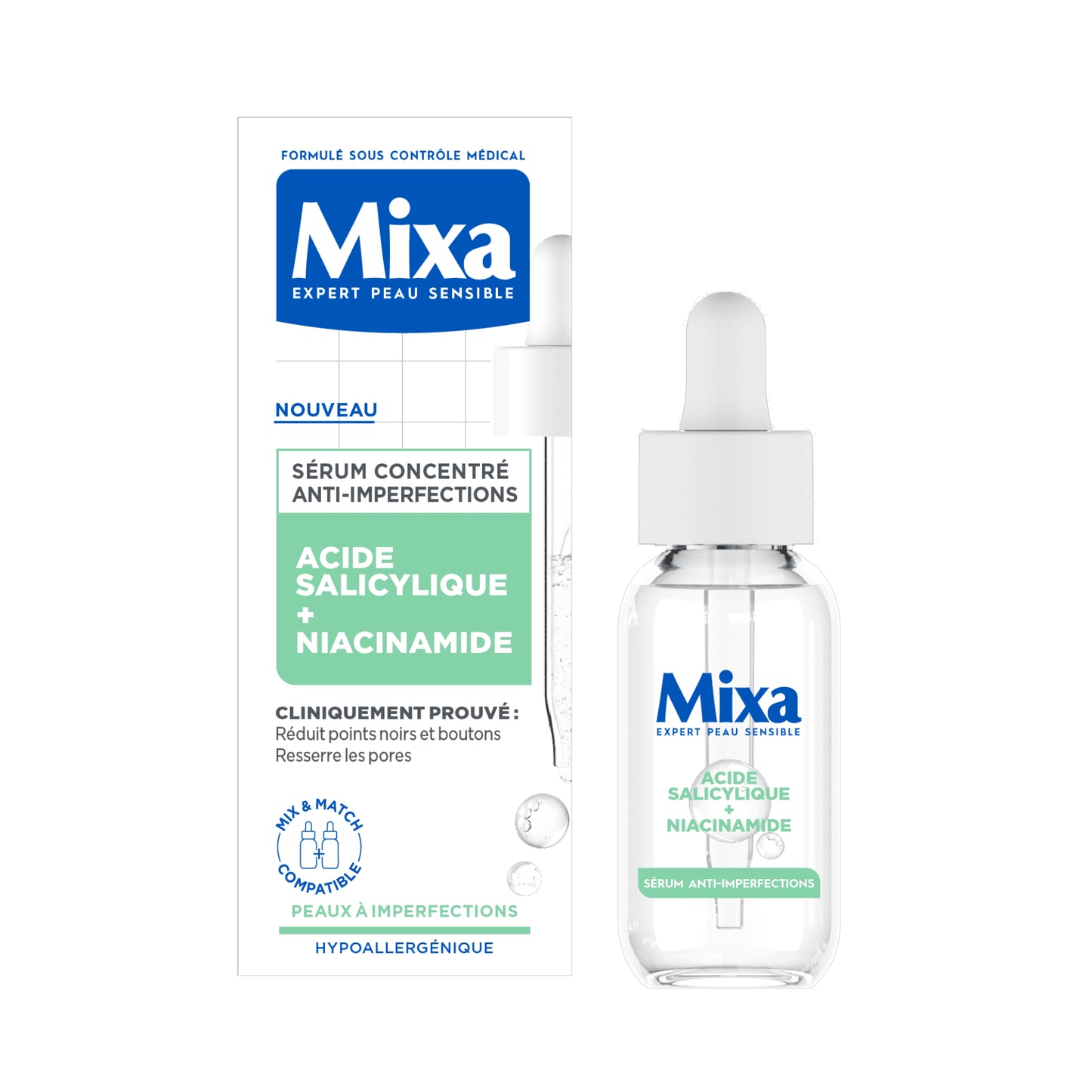 Mixa Sérum Visage anti-imperfections à l'acide salicylique et niacinamide